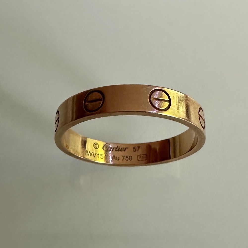 Cartier 18K RG Band, Papers Included, Size 57